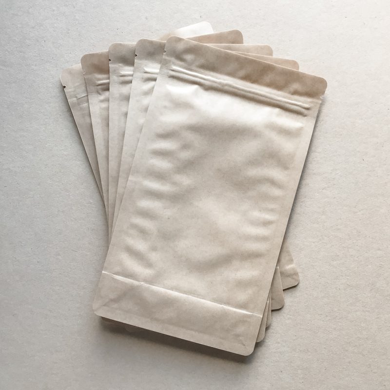5 Flachbodenbeutel aus Kraftpapier zum Beschriften, Bestempeln und Bekleben